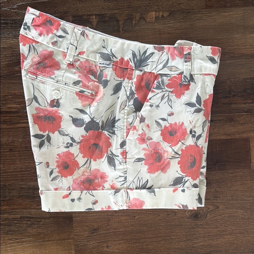 Dear John Red and White Bermuda Shorts Tailored Cotton Blend